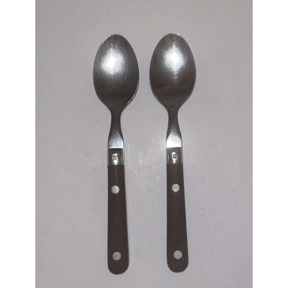 2 Tsps Washington Forge? Mardi Gras Stainless Brown Plastic Riveted Handle Korea